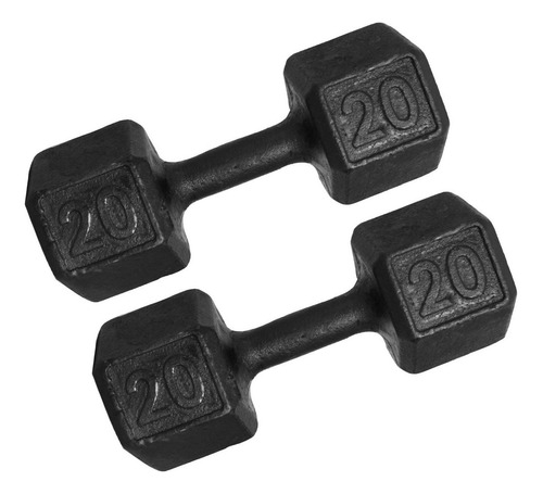 Par Halter Dumbbell Supino Peso 20kg P/treino Musculação Cor Preto