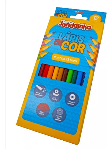 Lápis De Cor 12 Cores Jandaia Sextavado Resistente