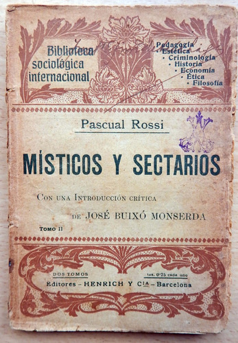 Místicos Y Sectarios Pascual Rossi Traducción Buixó Monserda