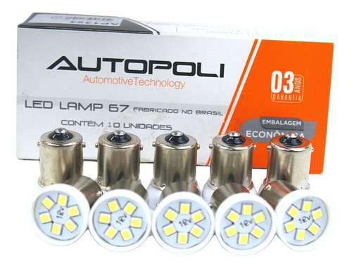 Imagem 1 de 10 de Lâmpada De Led 67 10 Watts 12v Branca Caixa Com 10 Unidades