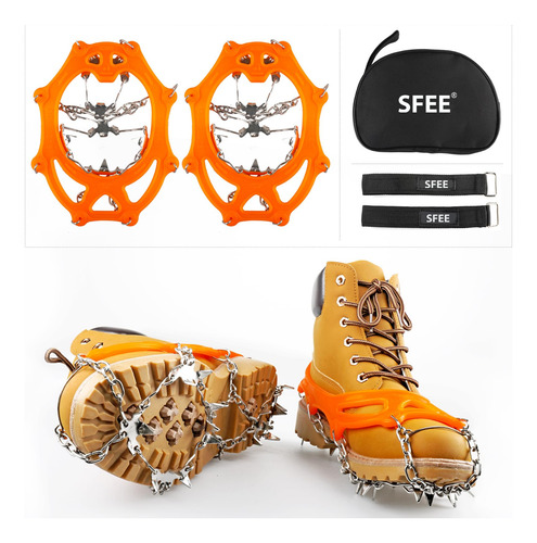 Sfee Ice Snow Grips Crampones Tacos De Tracción, 19 Picos De