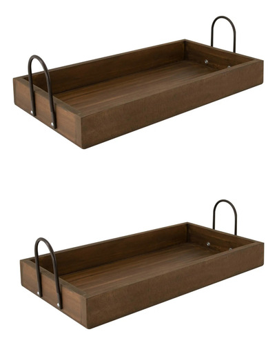 2 Charolas Decorativas Multiusos 42x22 Cm Para El Hogar Café