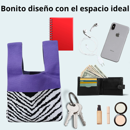 Bolso De Mano De Tela De Punto, Versátil Practico Lavable