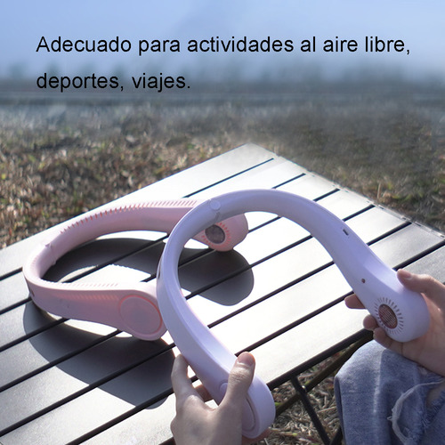 Ventilador De Cuello Portátil Recargable Con 3 Velocidades Color Blanco