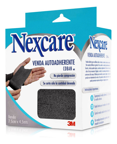 Nexcare Coban Venda Elast Adhere 7,5cm X 4,5mts Negro 1 Unid