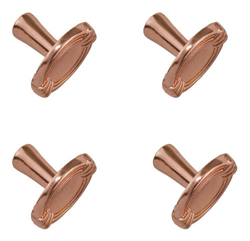 Puxador Mini Oval 4 Peças Finger Metal Decoração Furo Unico Cor Rose