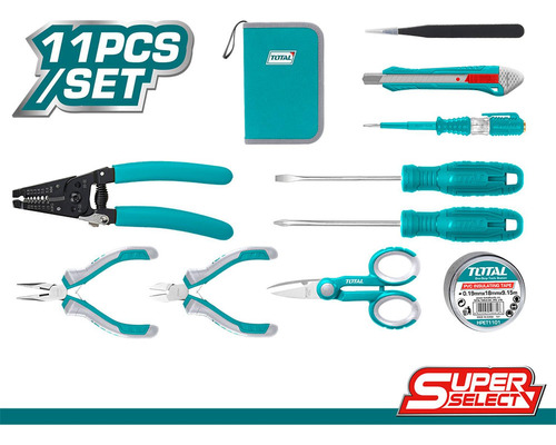 Kit De Herramientas X 11 Pzs Para Electricista Total Super S