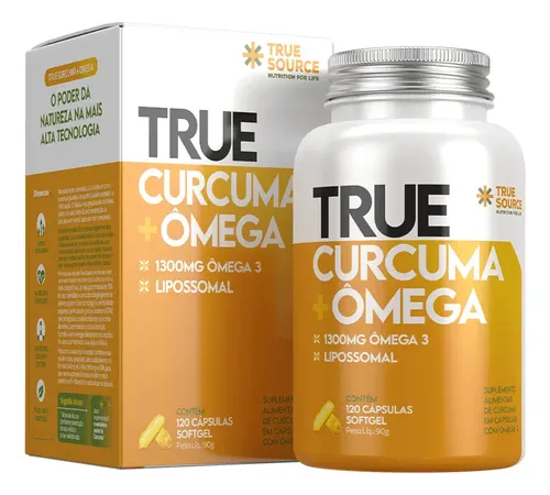 True Cúrcuma + Ômega Lipossomal 120 Cápsulas True Source Sabor Se...