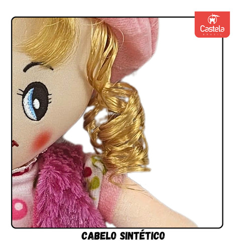 Pelúcia Boneca De Pano Cabelo Cacheado Loiro Sortido Castela