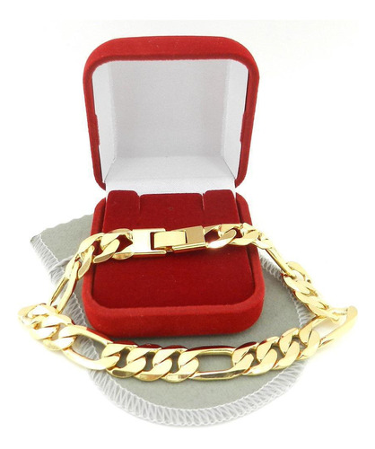 Pulseira Masculina 22cm 1cm Largura Folheado Ouro Pl450