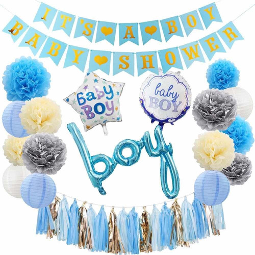 Decoración Para Fiesta De Baby Shower Party Niño Azul