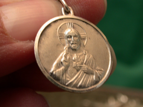 Colgante Medalla Plata 925 Corazon Jesus Imag Religiosa Luli