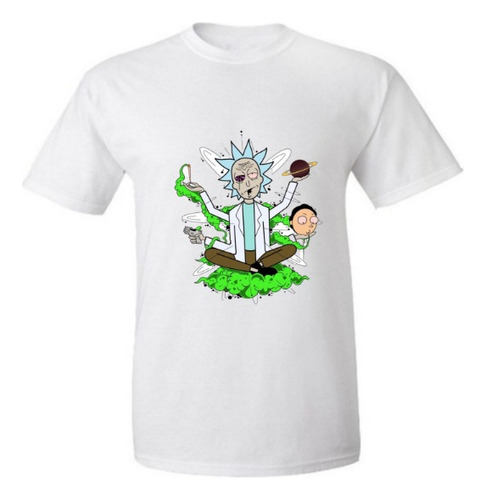 Remera Blanca Sublimada Unisex Rick Y Morty