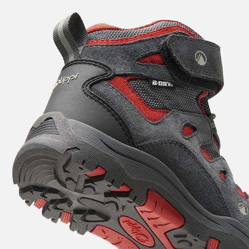 Botín Niño Puelo Cs Hi Velcro Gris Medio/rojo Lippi I25