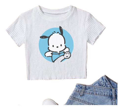 Remera Pochacco Baby Tee Cute Kawaii Anime Coquette Modelo 2