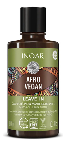 Crema De Peinar Afro Vegan Leave-in 300ml De Inoar 