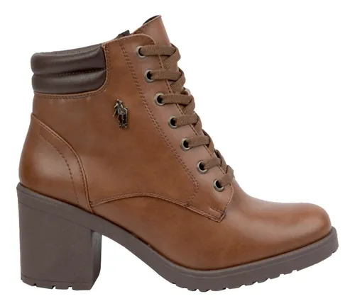 Botines Tac n Ancho 7 Cm. Cierre Lateral Caf Mujer Cuotas sin