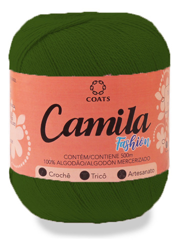 Linha Camila Fashion - 100% Algodão - Crochê Tricô 150g 500m Cor 00269 - Verde Escuro