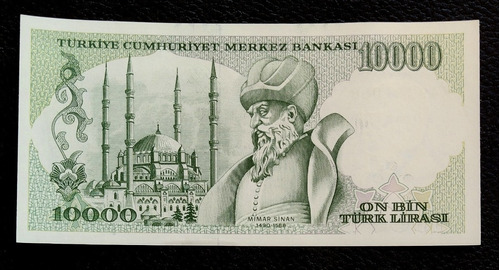 Turquía 10000 Liras 1994 Sc Pick 200a.2 Arq. Mimar Sinan