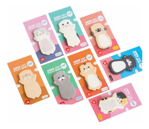 Notas Adhesivas Gato Kawaii Lote De 4 Pzas