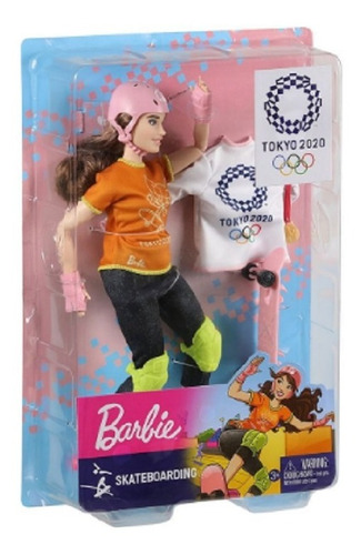 Barbie Tokyo 2020 Olimpiadas Articulada Curvy Skate Pronta E