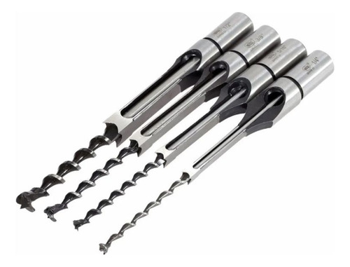 4 Brocas Furo Quadrado 1/4 5/16 3/8 1/2 Kit