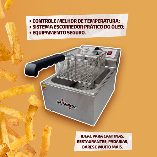 Fritadeira Elétrica 5 Litros Profissional Aço Inox 3300w