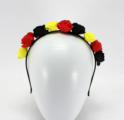 Kit 3 Tiara Flores Alemã Oktoberfest Vermelha Preto Fantasia