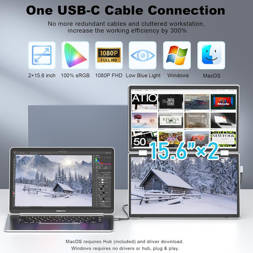 Extensor De Monitor Para Portátil Con Triple Pantalla De 15,
