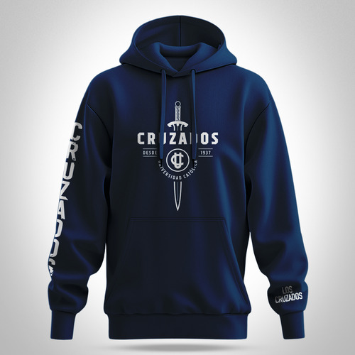 Polerón Azul Marino Unisex Algodón Estampado Universidad Católica 5 Xl Azul Oscuro Blanco-blanco