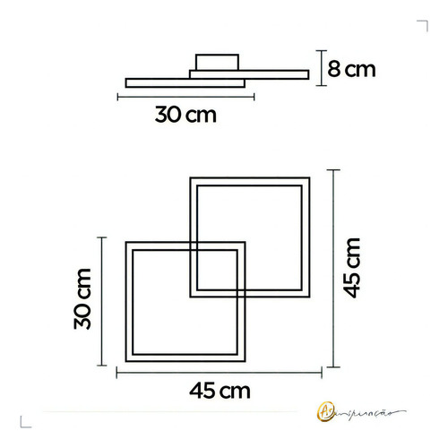 Lustre Sobrepor Plafon Fit Case Led 3000k Bivolt 60w Moderno Cor Preto 110V/220V