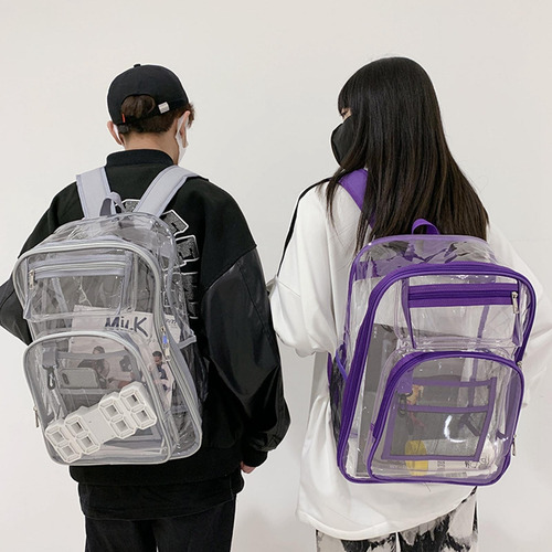 Mochila Transparente Correa Reforzada De Pvc Resistente Al