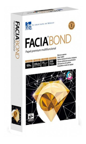 Papel Bond Oficio Facia 75 Gr 500 Hojas 1 Paquete Color Blanco