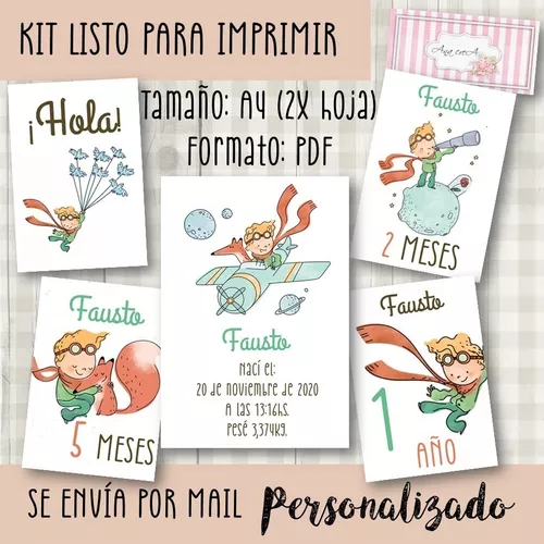 Kit Imprimible Tarjetas Cumple Mes Bebe Lamina Nacimiento 5 - Avisos en  Souvenirs, Cotillón y Fiestas