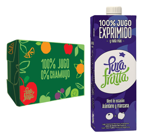 Caja De 8u - Jugo De Arándano Y Manzana - Pura Frutta