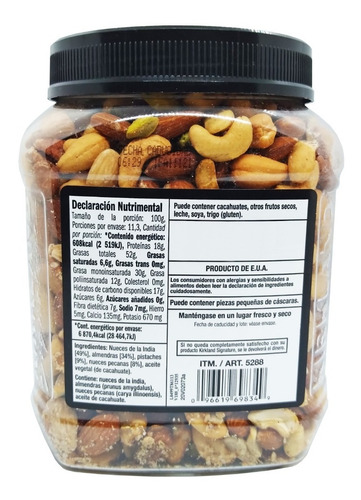 Kirkland Signature Nueces Mixtas Sin Sal Con 1.13 Kg