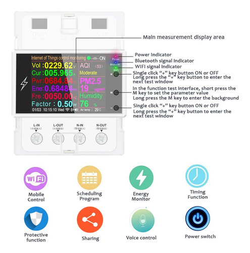 Interruptor Inteligente Wifi 100a Control Remoto Ac 220v 110