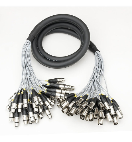 Fio XLR do 36 XLR fêmeas em 36 XLR machos Cabos Aquarius MC36X20 preto do 20m