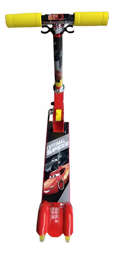 Scooter Infantil 3 Ruedas Luz Led Plegable Diseño Cars Color Rojo