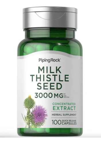 Piping Rock - Milk Thistle Cardo Mariano 3000 Mg X 100 Caps Sin Sabor