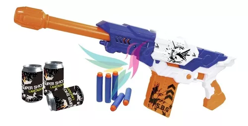 Super Arma Nerf Shooting Atira Dardos Grande 60cm + Cartucho