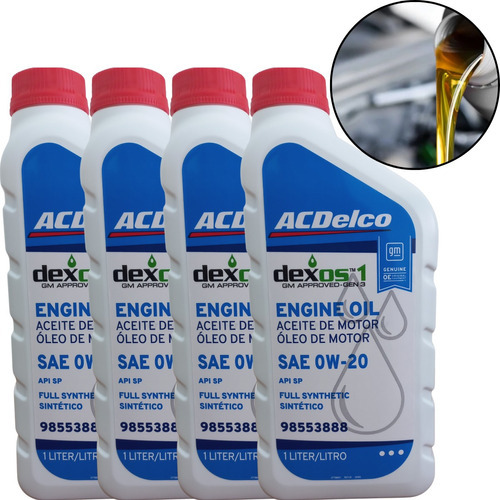 4 Litros Óleo De Motor Sintético Dexos1 Sae 0w20 Sn Acdelco