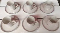 Comprar Set 6 Tazas Café Loza Fina Hartford Filetes Gris Y Rosa