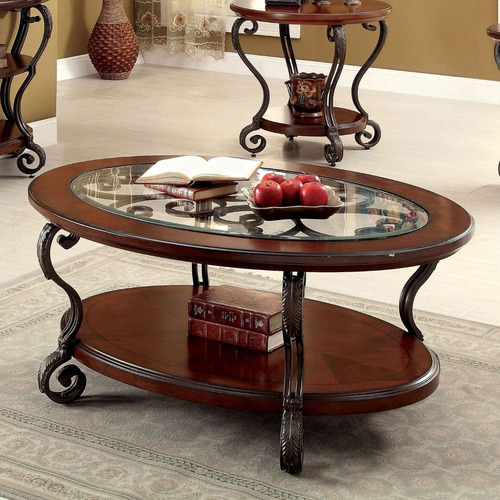 Imagen 4 de 4 de Mesa De Centro Madera Cristal Y Hierro Elegante