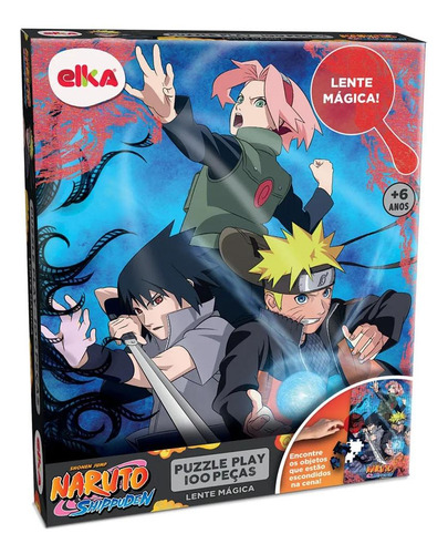 Puzzle Play 100 Peças E Lente Quebra Cabeça Naruto Shippuden