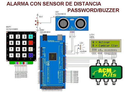 Arduino Alarma Sensor De Distancia//password//buzzer