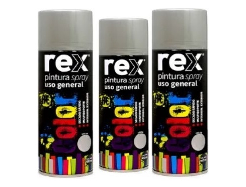 Pintura Aerosol Rex Asombroso Plateado 400ml Kit 3 Unidades