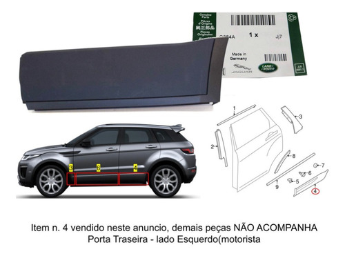 Acabamento Inferior Porta Traseira Evoque 2014 Esquerdo