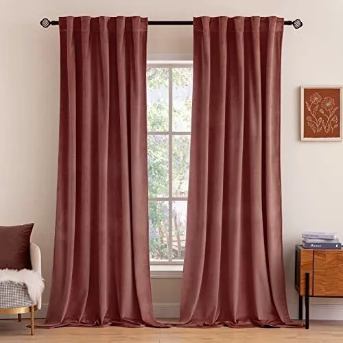 Cortinas De Terciopelo De 108 Pulgadas Color Rosa Empolvada