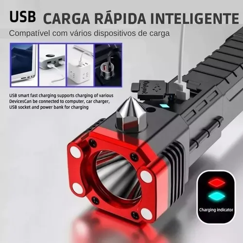 1x Linterna Táctica Militar Imán Martillo Sos